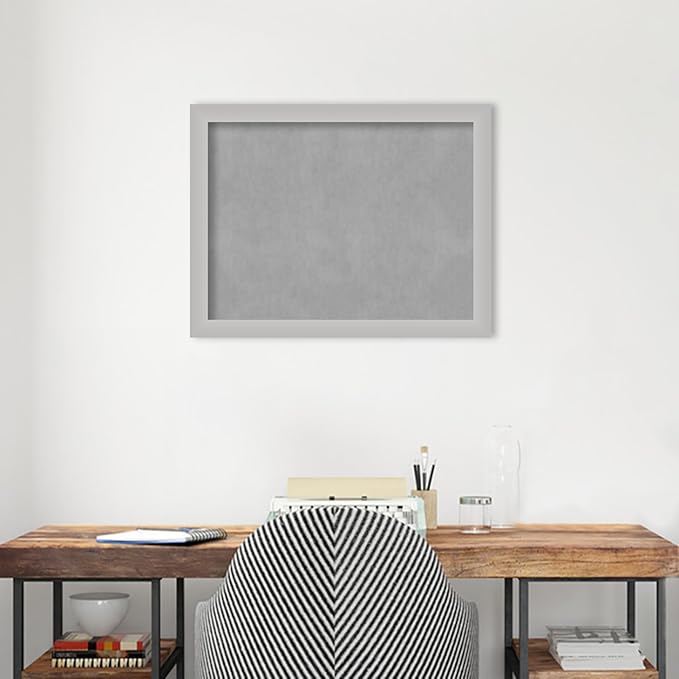 Amanti Art Silver Framed Magnetic Board 21x27 Medium Vision Board for use with Magnets, 100% Metal Sheet to Display Items as Office Decor or for Home Organization in mudroom, Kitchen or Kids Room