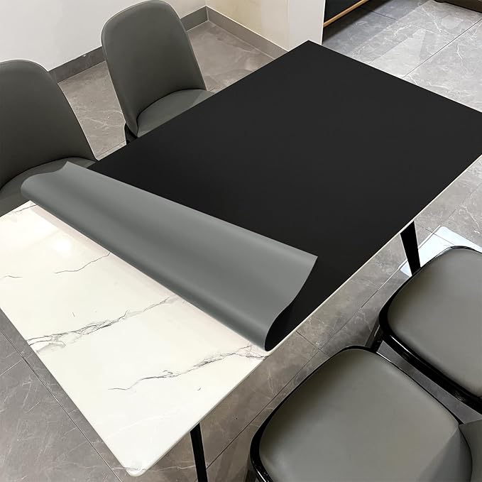 Zinkooat Leather Table Cover,1.8mm Thick,30x48 Inch Desk Cover,Large Desk Mat,Table Protector,Table Cover Protector,Table Top Protectors for Wood,Desk Writing Mat(Black+Gray,30x48)