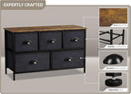 Sorbus Dresser with 5 Drawers - Storage Chest Organizer Unit with Steel Frame, Wood Top, Easy Pull Fabric Bins - Long Wide TV Stand for Bedroom Furniture, Hallway, Closet & Office Organization