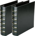 LETVPVOW Vintage Hardback 3 Ring Binder 2 Inch, Professional Leather Binders 2 Inch D Ring, Holds 400 Sheets Capacity 2 Pack - Dark Green