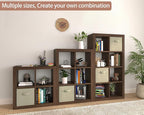 furtble Bookshelf with Storage Bin, 4-Cube Storage Organizer, Modern Wood Open Bookcase, Multifunctional Display Shelf for Living Room, Bedroom, Home Office, Classic Oak