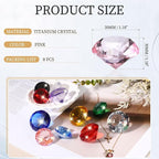 PATIKIL 8 Pcs Diamond Crystal Paperweight, 30mm / 1.18 Inch Crystal Paperweight Paper Weight for Home Office Desktop Table Decor Wedding Party Jewelry Ornaments, Pink