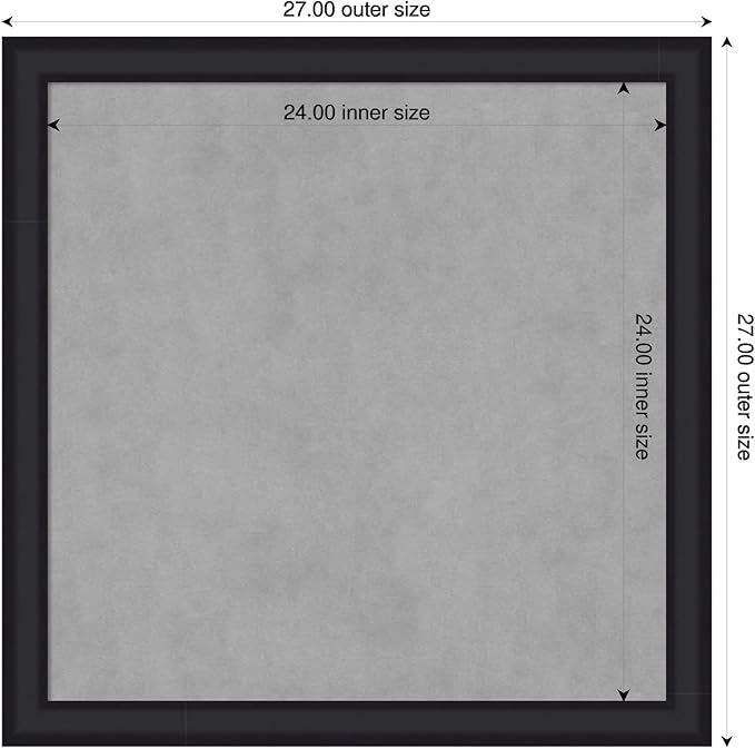 Amanti Art Black Framed Magnetic Board 27x27 Medium Vision Board for use with Magnets, 100% Metal Sheet to Display Items as Office Decor or for Home Organization in mudroom, Kitchen or Kids Room