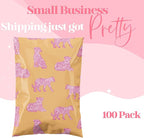 Pretty Package Store 14.5x19 Designer Poly Mailer 100 Pack Heavy Duty Waterproof Self Seal Shipping Bags for Small Business Large Mailing Envelopes Bulk Tear Resistant Packaging Pink Orange Leopard
