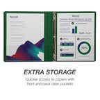 Samsill 0.5 Inch 3 Ring Binder, Made in USA, Economy Round Ring, Clear View Cover, 100 Sheet Capacity - for School, Home, Office - Forest Green