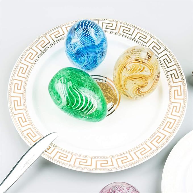QFkris Crystal Blessings Paperweight Easter Eggs 3.4" Blown Glass Art Figurine Collectibles Desk Decor (Green)