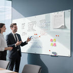 MaxGear Glass Whiteboard, Tempered Magnetic Dry Erase Board 96 x 48 Inch, Frameless Wall Mounted, Office Classroom Conference Room Home Use, Includes Markers, Eraser, Magnets & Mounting Kit