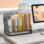 OrgMate Desk File Folder Holder Organizer-5 Vertical Compartments Racks and Paper Letter Tray,Mesh Magazine File Holder Sorter,Desktop Accessories & Workspace Organizers for Home,Office,School-Black