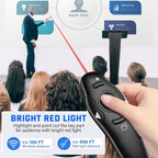 2-in-1 USB Type C Presentation Clicker Wireless Presenter Remote with Laser Pointer, RF 2.4GHz USB C PowerPoint Clicker Slide Advancer for Computer/Mac/Laptop