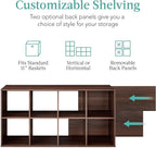 Best Choice Products 8-Cube Storage Organizer, 11in Shelf Opening, Bookcase, Display Shelf, Customizable w/ 3 Removable Back Panels – Walnut
