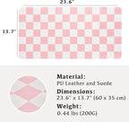 Ohocut Checkered Desk Mat, Large Cute Aesthetic Retro PU Leather Computer Laptop Desk Mat, Non-Slip Waterproof Mouse Keyboard Pad, Desk Writing Mat for Work/Home (Pink, 23.6" x 13.7")