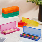 Fainne 24 Pcs Plastic Pencil Case Bulk Pencil Boxes Plastic Stationery Case Frosted Pen Box Pen Holder with Hinged Lid Snap Closure for Office(Single Layer,Assorted Colors,7.09 x 2.36 x 0.98 Inch)
