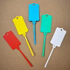 100pcs Reusable Blank Plastic Tags Ties Key Tags 1.45"*2.48" Serrated Tension Sealing Strap with Large Label Plastic Tie Mark Label Waterproof Hang Sign Write on Tag (5 Colors Mixed, 100pcs)