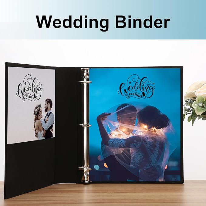 LETVPVOW Vintage Hardback 3 Ring Binder 1.5 Inch, Professional Leather Binder 3 Ring, Three Ring Binders Fits 8.5 x 11, D Ring Binders for Photo Album, Home, School and Office Supplies- Black
