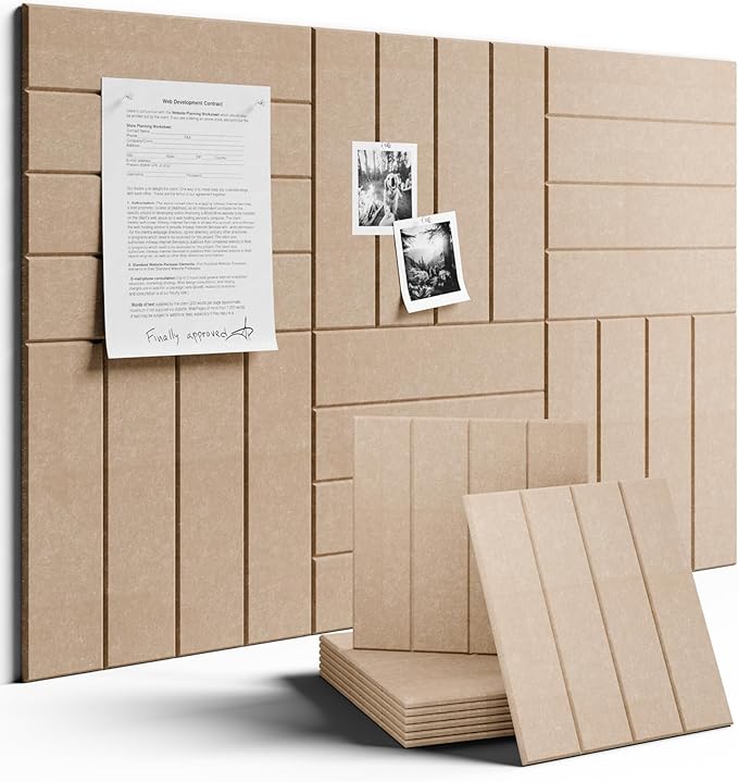 Large Felt Bulletin Board 36"x24" Cork Board Alternative - 6 Pack with 40 Safe Removable Adhesive Tabs, Cork Boards for Walls Felt Board for Home Office Classroom Pin Board-Taupe
