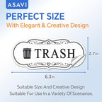 ASAVI Trash & Recycle Stickers – 2-Pack Self-Adhesive Vinyl Labels, Waterproof & Durable (White, Medium 6.3 x 2.7 inches)