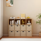 OSCHF 12-Cube Storage Shelf Bookcase - Wooden 3-Tier Floor Standing Open Bookshelf for Home and Office, Display Cabinet, Oak