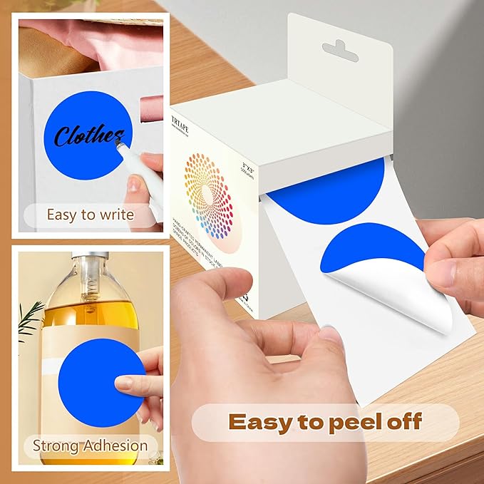 3 Inch Round Color Coding Labels (500 per Roll) - Colored Dot Stickers Round Labels for Inventory, Warehouse, Office Organizing - Blue Circle Stickers