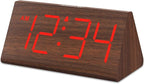 DreamSky Wooden Digital Alarm Clocks for Bedrooms - Electric Desk Clock with Large Numbers, USB Port, Loud Alarm for Heavy Sleepers, Adjustable Volume, Dimmer, Snooze, DST, Wood Décor, Adapter Powered