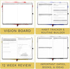 The Phoenix Planner - Best Daily Calendar and Agenda for Goal Setting, Boost Happiness and Productivity - Gratitude Journal, Habit Tracker, Quarterly Business Planner - 6 Months, Undated (Charcoal)