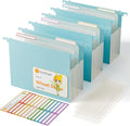 Extra Capacity Hanging File Folders, 4.72" Reinforced Wheat Straw Expanding Hanging Folder Letter Size, Heavy Duty for Filing Cabinets, File Organizer for Office & Home-Sky Blue-3 Packs