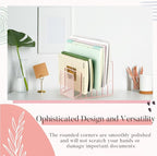2 Pcs 7 Section Incline File Sorter Metal Wire Mesh File Rack for Desktop Letter Sorter for Magazine Folder Book Organizer Home Office School Paper Mail Desk Storage Holder (Pink)