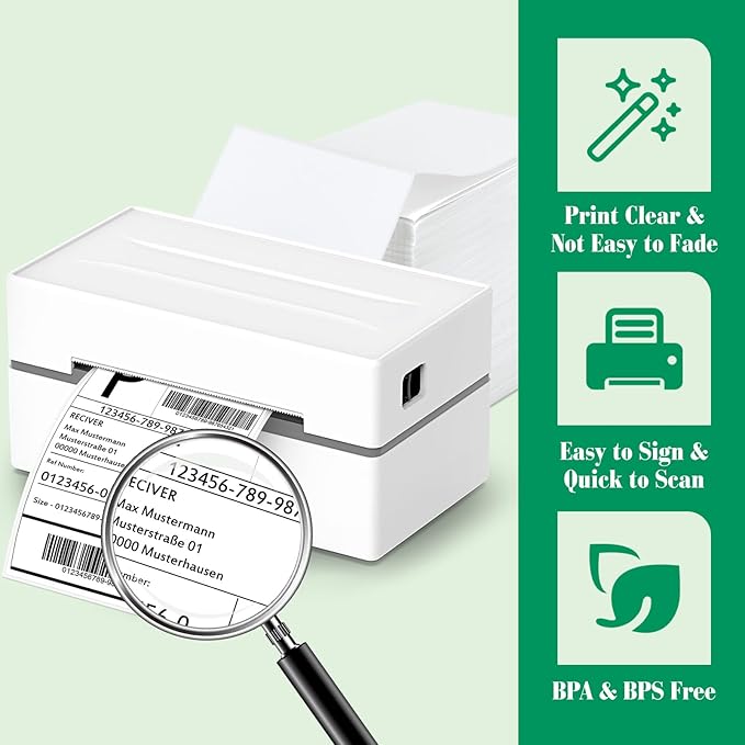 METRONIC Thermal Labels 4x6 200 Labels Fanfold Direct Shipping Label with Perforated and Strong Adhesive Mailing Stickers Paper Thermal Printer Sticker for Most Printer Shipping Supplies
