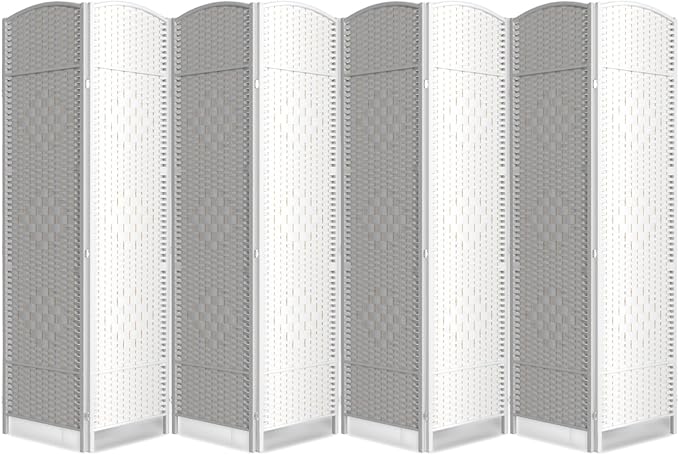 Cocosica Folding Room Divider, Weave Fiber Privacy Screen, Extra Wide Room Screen Divider Separator, Decorative Separation Wall Divider, Freestanding Room (8-Panel)