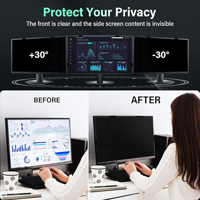 Mao Yeye [2 Pack] Magnetic Hanging 34 Inch Computer Privacy Screen for 21:9 Aspect Ratio Widescreen Monitor, Removable Eye Protection Anti Glare Blue Light Computer Monitor Privacy Filter