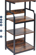 Fannova 4-Tier Printer Stand with Adjustable Storage Shelf, Large Tall Printer Table with Wheels for Home Office Small Spaces Organization, Rustic Brown
