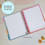 Happy Planner Undated Plans + Notes Monthly Planner Notebook Journal, 4-Month Planner, Good Going Theme, Classic Size, 95 Pages, 4 Dividers, 12 Planner Sticker Sheets, 7" x 9 3/4"