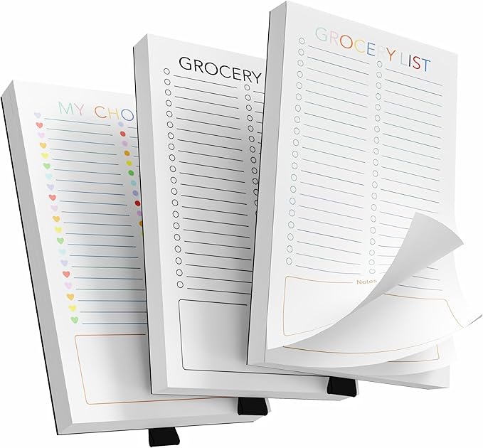 SooHeeRange 3 Pack Magnetic Grocery List Pad with Full Back Magnet & Pen Holder, Totally 180 Sheets for Fridge, To-Do List and Memo Notepad (4.5x7.5 Inch, Blank)