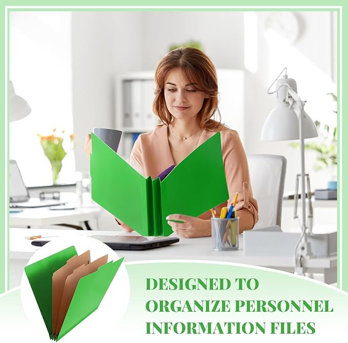Skyygemm 48 Pcs Classification Folders Letter Size, 2 Divider Pressboard File Folders with 3. 5 Inch Expansion, 2 Prongs Fastener, Heavy Duty Office File Organizers for Teachers, Medical (Green)
