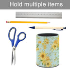 DIYYAO Personalize Sunflower Pattern Circular Pen Holder - Desk Pen Organizer Control Storage Box Makeup Brush Holder (A)