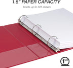 Samsill Durable 1.5 Inch Binder, Made in the USA, Round Ring Customizable Clear View Binder, Red, 4 Pack (MP48453)