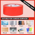 BOMEI PACK Red Painters Tape 1 Inch - Paint Tape 10 Rolls x 1 Inch x 55 Yards - Painter's Tape Red Masking Tape for Walls Painting, DIY Crafting, and School Projects, Total 550 Yards
