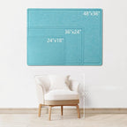 Large Bulletin Board - 48 x 36 Inches, Decorative Felt Pin Board for Wall - 4' x 3' Foldable Photo Display Board with Self-Adhesive Tape, Includes 20 Push Pins - Turquoise Blue