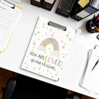 FTKBGHY Rainbow Christian Clipboard with Storage, You are Loved Beyond Measure Religious Metal Clipboard for Kids Nurses Teachers Students School Office Desk Accessories, 12.4x9.25 Inch