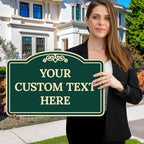 Custom Decorative Sign, Personalized Metal Sign for Business, Driveway, Home, Airbnb, Office Door Plaque, Green Background 12x18 Inches, ACM, Fade Resistant, Made in USA by Sigo Signs