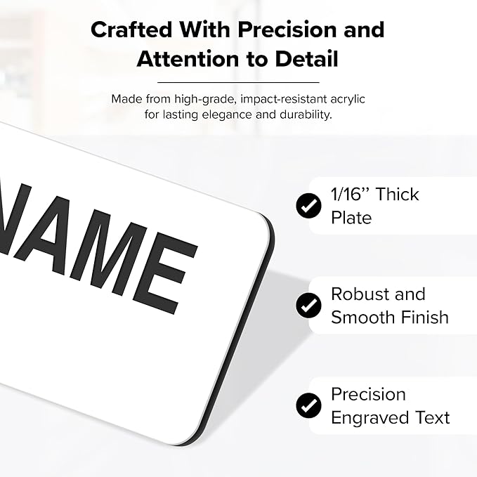 Custom Engraved Name Tags, Magnetic White Name Tags, Personalized Name Tags, 1x3 Inches, Durable Engravable Impact Material, Made in The USA by My Sign Center