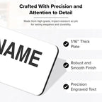 Name Tag, Magnetic White Name Tags, Personalized Name Tags, 1.5x3 Inches, Durable Engravable Impact Material, Made in The USA by My Sign Center