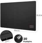 Lightomorrow Large Bulletin Board - 60 x 36 Inches, Decorative Felt Pin Board for Wall - 5' x 3' Foldable Photo Display Board with Self-Adhesive Tape, Includes 20 Push Pins - Black