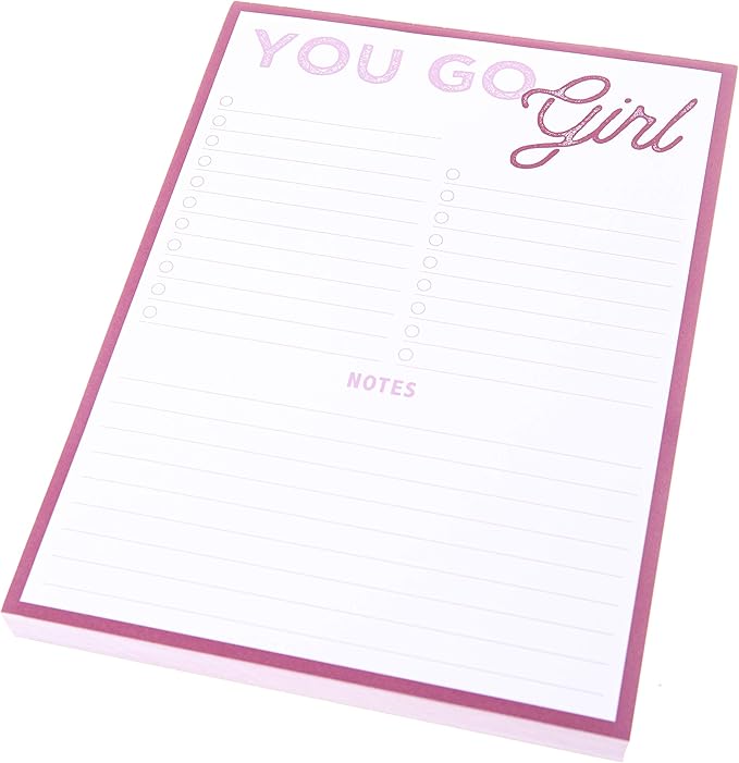 Graphique Large Notepad, Future is Female – 6" x 8", Cute Notepad with 150 Tear-Off Sheets, Features the Quote “You Go Girl” on Every Page – Perfect for Note Taking, List Making, and More