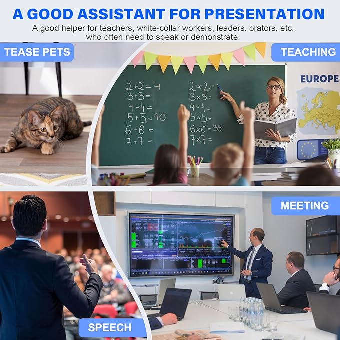 2-in-1 USB Type C Presentation Clicker Wireless Presenter Remote with Laser Pointer, RF 2.4GHz USB C PowerPoint Clicker Slide Advancer for Computer/Mac/Laptop