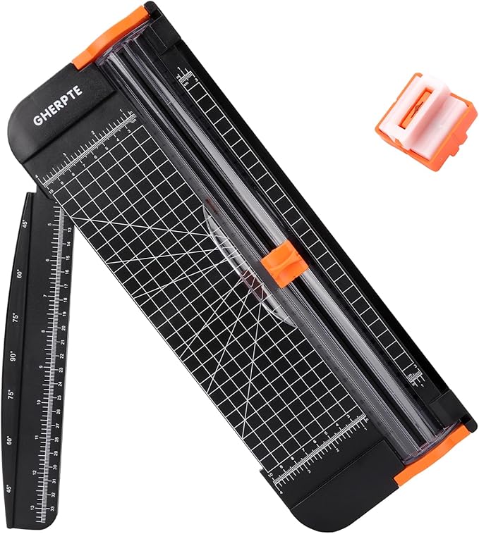 A4 Paper Cutter -12 Inch Paper Trimmer with 2pcs Replacement Blades with Safeguard Side Rulerfor Cut Gift Card,Coupon,Label, Cardstock,Photo