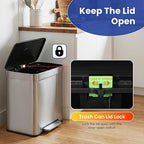 PayLessHere Dual Compartment Recycling Trash Can with Removable Buckets, 60L Stainless Steel Foot Pedal Trash Can with Soft-Close Lid for Home, Kitchen, Office, Bathroom.