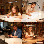 FAPEMIH LED Desk Lamp for Office Home, Adjustable Flexible Eye-Caring Desk Light with,5 Modes 10 Brightness Adjustment, USB Adapter Desk Lamp with Clamp-T-B