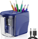 Electric Pencil Sharpener Heavy-Duty Helical Blade Sharpener USB/Battery Operated for No.2/ (6-8mm) Pencils with Auto Stop & Cleaning Brush in School/Classroom/Office (Blue no Adapter)