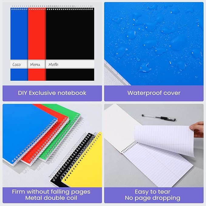 Cholemy 30 Pcs 30 Pcs Spiral Steno Pads 6 x 9 Inches 120 Pages Spiral Notepads Steno Books Ringed Paper Ruled Paper Assorted Color Notebook for Office School Supplies (Multicolor)