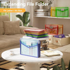 ABC life 6-Pack Plastic Expanding File Folder, Folders for Documents with Snap Closure, Colorful File Folder Organizer Holder, Transparent, Large Capacity, Fit Letter/A4 Size - Rainbow